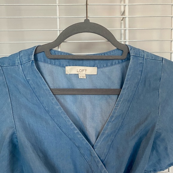 Loft Wrap Dress Blue Size 6 - Picture 5 of 8